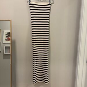 Striped Strapless Sweater Midi Dress with back Slit Size: XS